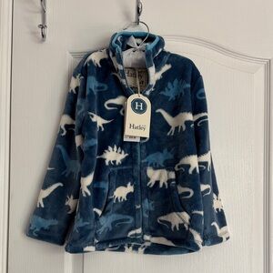 Hatley Navy and White Dinosaur Fleece Zip Hoodie